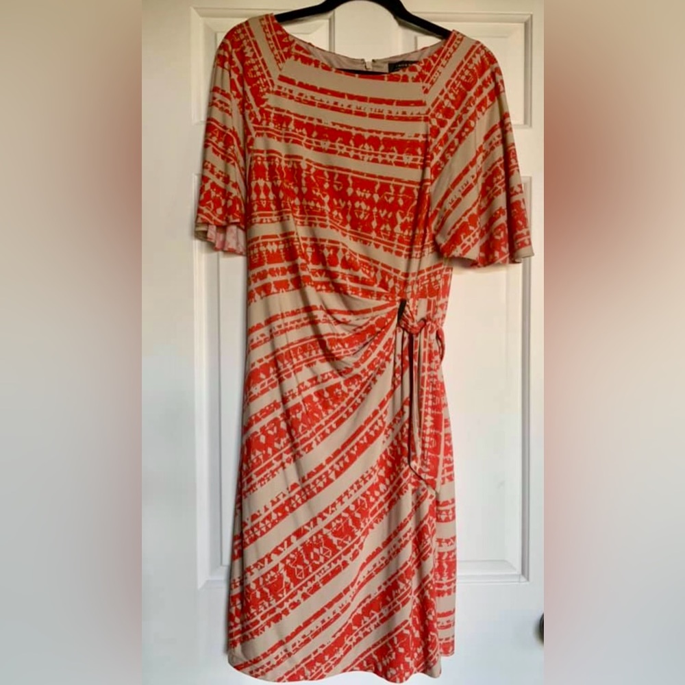 Tahari Light/Tan Orange Dress